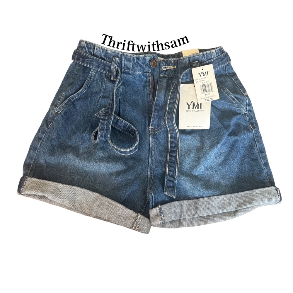 YMI high rise denim jean shorts with belt